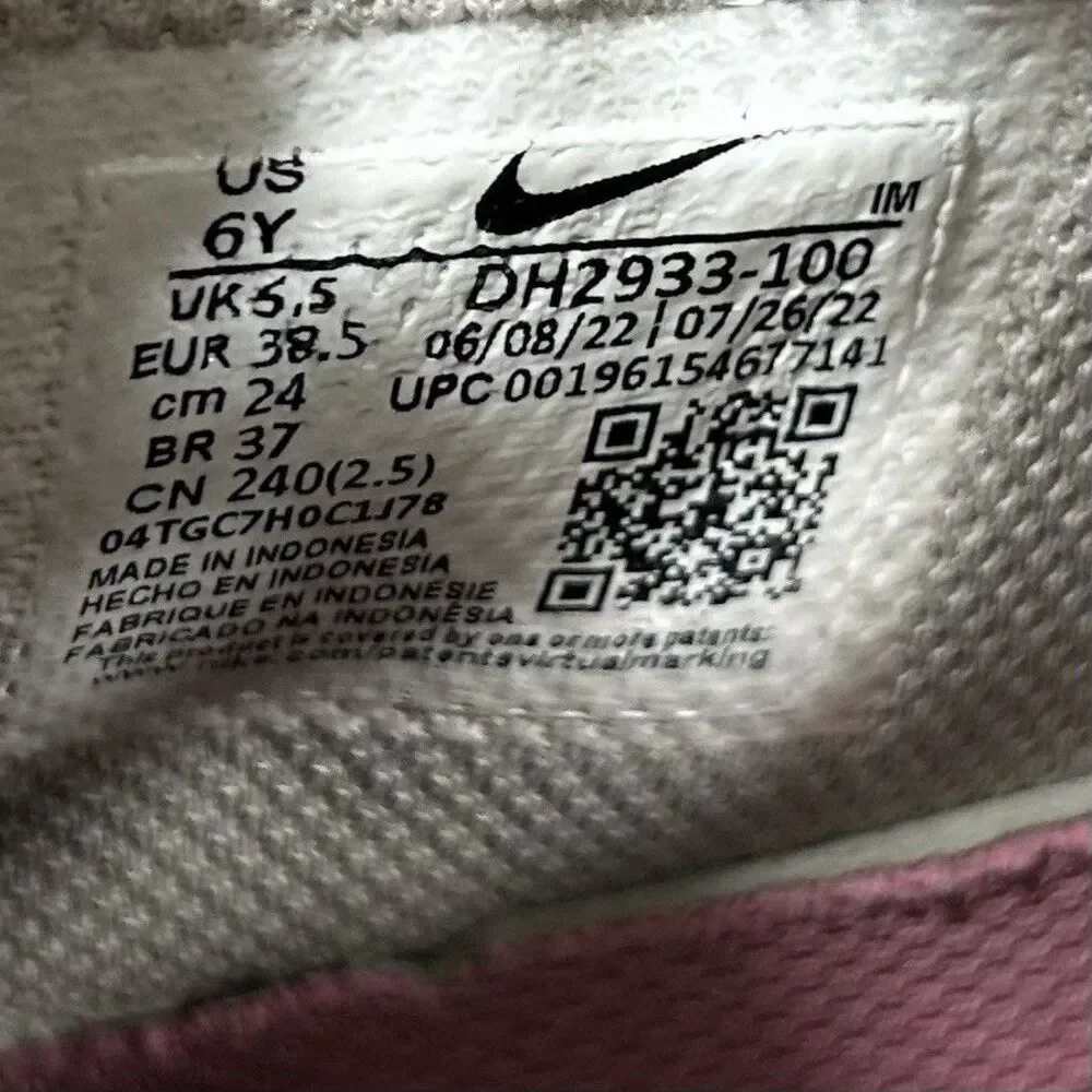 Nike Air Force 1 Mid GS Trainers DH2933-100 White Pink Kids Size 6Y Shoes Used